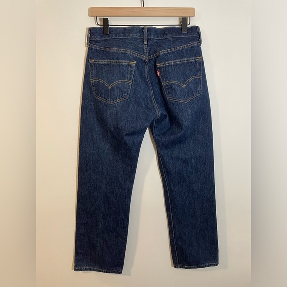 Levi’s 501 Button Fly Jeans Men’s 32x29 100% Cotton Dark Wash Straight Leg EUC - Picture 5 of 12